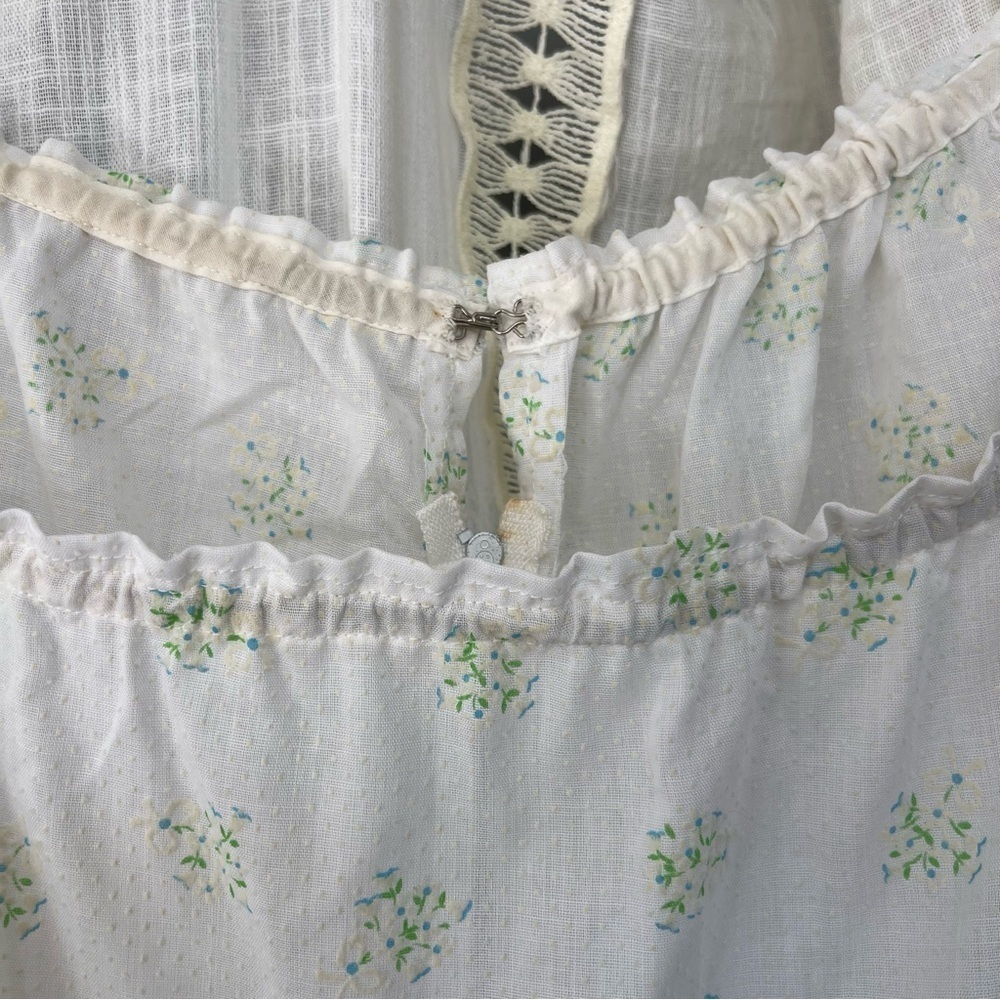 Vintage 60’s/70's Prairie White Cottagecore Short Sleeve Ruffle Maxi Dress XS/S - Picture 7 of 11